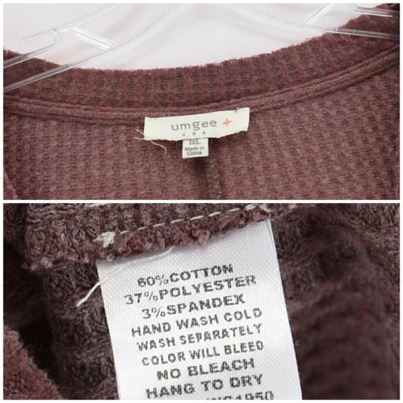 Umgee Womens Sz 1XL Fleece Waffle Knit Button Front Cardigan Sweater Berry Pink - Picture 8 of 8